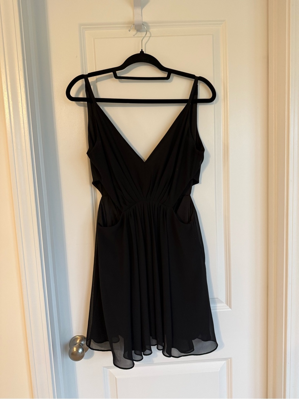 Bebe Black V-Neck Sleeveless Cocktail Dress